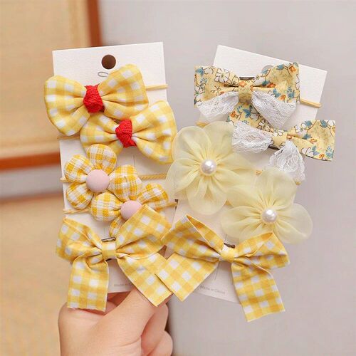 10Pcs/Set Big Bow Flower Elastic Hairbands Children Girls Sw
