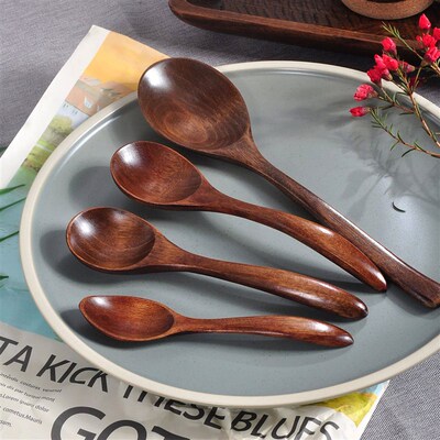 Japanese Wooden Spoon Long Handle Ramen Spoon Baby Eating Sp