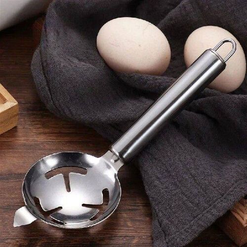 1pcs Long Handle Stainless Steel Yolk Filter Silver