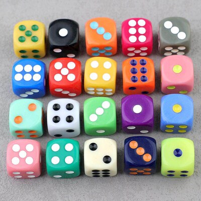 6pcsSet 16mm Square Dice Gaming Dices Playing Single Side N1