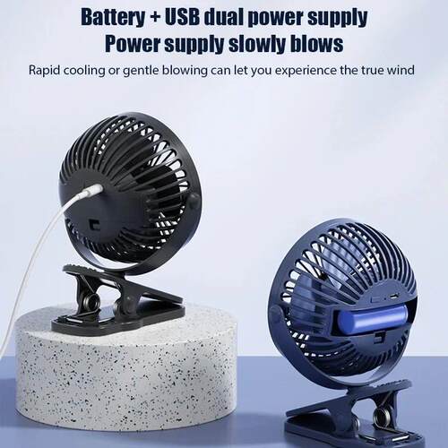 USB Rechargeable Table Fan Clip-on Type Portable Mini Desk F