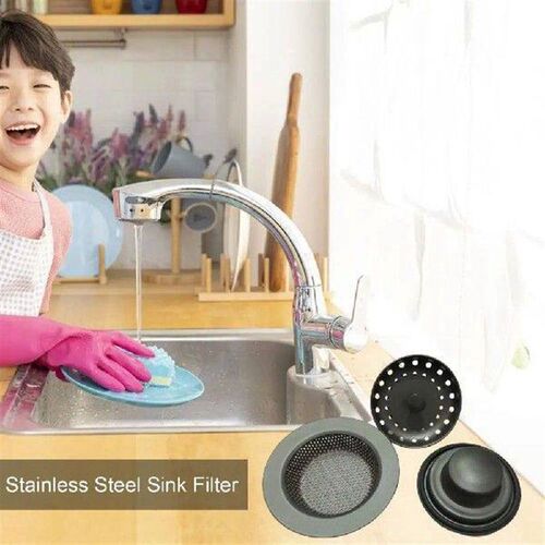 Sink Mesh Drain Cover Stainless Steel Sink Filter Set with