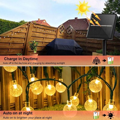 Updated Solar String Lights Outdoor Waterproof 60LED 8 Modes