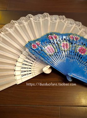 nit蕾丝扇子大尺寸折扇西班牙扇蕾丝扇30厘米白色蕾丝舞蹈扇子