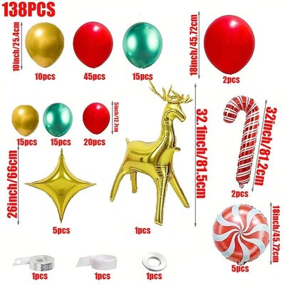138pcs Christmas Balloon Garland Arch Set 10Red White G