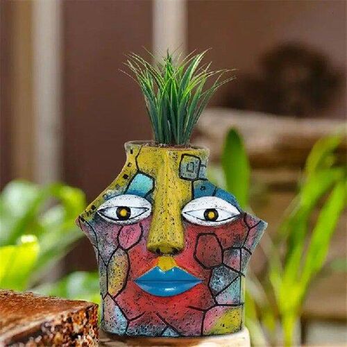 Abstract Beauty Face Flower Pot Resin Flower Succulent Pot