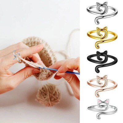 Adjustable Size Crochet Rings Cat Ears Yarn Ring Beginner Kn