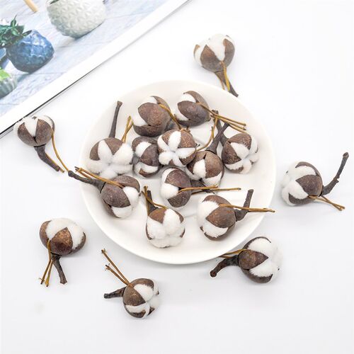 12Pcs Artificial Kapok Head Natural Dried Flower Cotton Swab