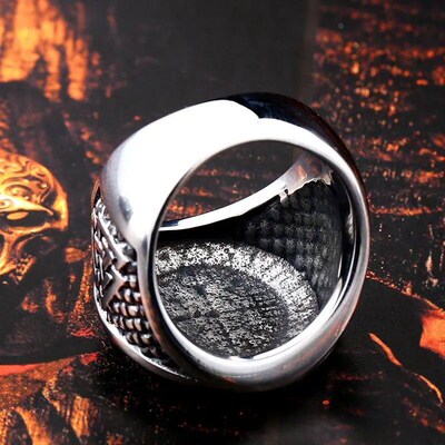 Viking Slavic Compass Ring Steel Warrior Ring Men//s Retr