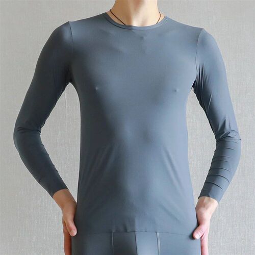 Men Thermal Underwear ops Natural Silk Round Neck Fall Winte
