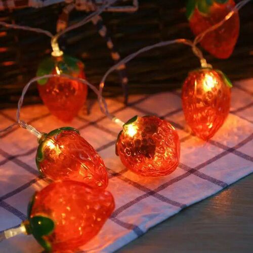 Strawberry Led String Lights Room Decor Indoor New Year Atmo