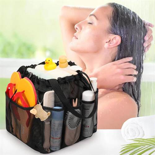 Mesh Shower Caddy Portable Travel Hangable Drawstring Bag Me