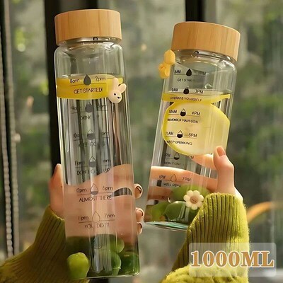 1-4PCS 700/1000 Ml Large-capacity Glass Water Bottle with Ti