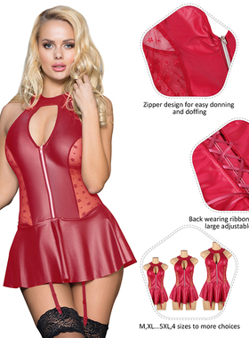 Comeondear Sexy Nachtkleding Plus Size Halter Faux Leather G