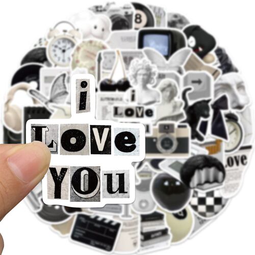 10/30/61pcs Ins Style Cute ers Black White Simple Decals Dec