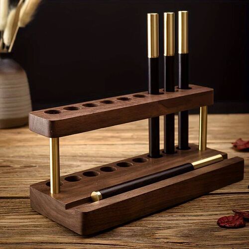 1PC Walnut Wood Multifunction Desk Organizer - Pen Holder, P