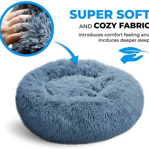 Round Cat Bed Dogs Bed House Kennel Pet Mats Soft Long Plush