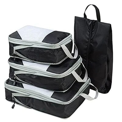 4 Pcs/set Compression Packing Cubes Travel Storage Bag Suitc