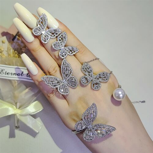 4pcs Pack 2023 New Luxury Butterfly silver color bride Dubai