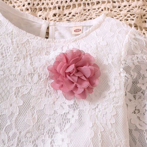 New Girls Spring Autumn Lace Blouse Floral Skirt Set for Kid