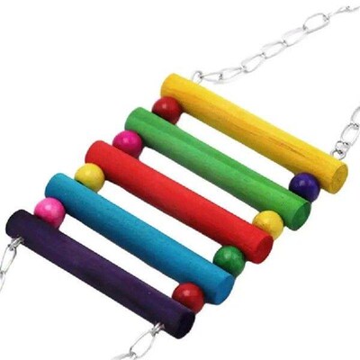 Bird Ladder Bridge Colorful Wooden Swing With Metal Chain