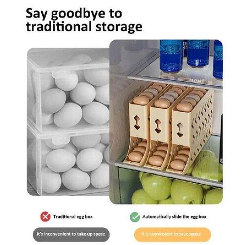 Fridge Egg Organizer Large Capacity Rolling Egg Dispenser 4