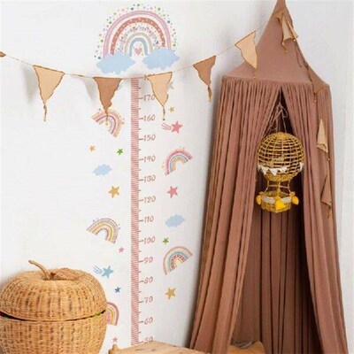 Cartoon Rainbow Wall Height Chart for Recording Kids Growth