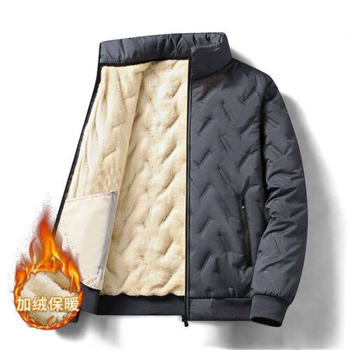 Fleece-lined Thickened Coat Mens Autumn And Winter Lamb Fle
