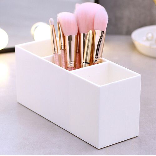 3 Lattices Makeup Brush Organizer Plastic Table Cosmetic Pen