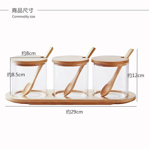 3pcs Set Glass Storage Jar Candy Tea Coffee Beans Organizer