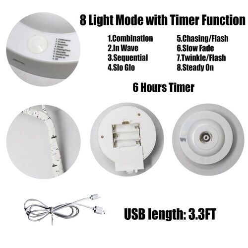 LED Tree Night Light 108LEDs Touch Switch Fairy Brich Night