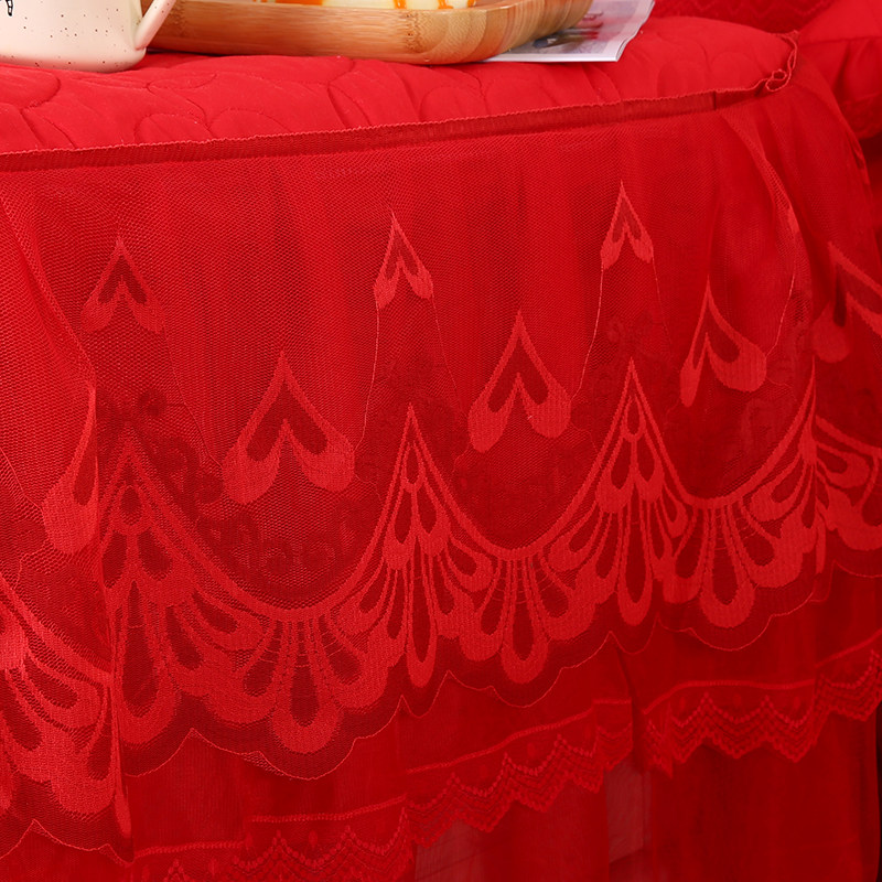 大红婚庆全包床头柜罩夹棉公主蕾丝花边防尘罩床头柜盖布小台布,居家布艺,床头柜盖布,淘宝优惠券,粉丝福利购,淘宝优惠卷