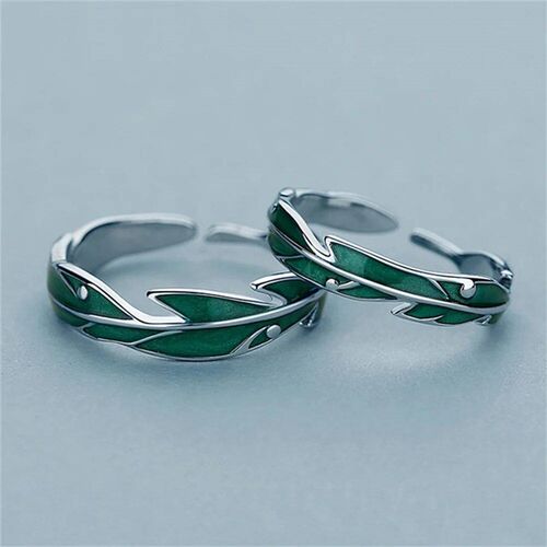 New Fashion Green Leaves Couple Rings For Women Men Lovers