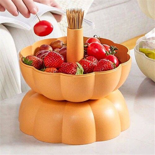 Divided Pumpkin Serving Bowl with Toothpick Storage Serving