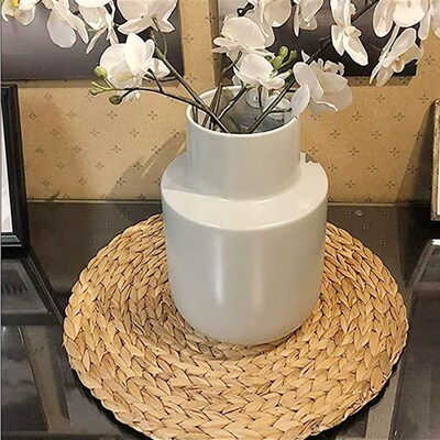 4 Pack Large Round Woven Placemats for Dining Table Kitchen
