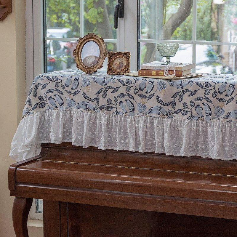 法式钢琴防尘罩玉兰高档盖巾亚麻钢琴半罩琴凳罩电钢琴电子琴盖布