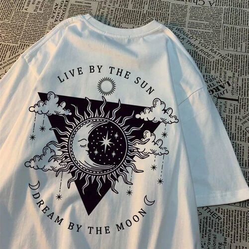 Live By The Sun Dream By The Moon Tshirt Men Women Hip Hop C