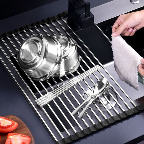 Silicone Kitchen Sink Dish Drying Rack retractable foldable