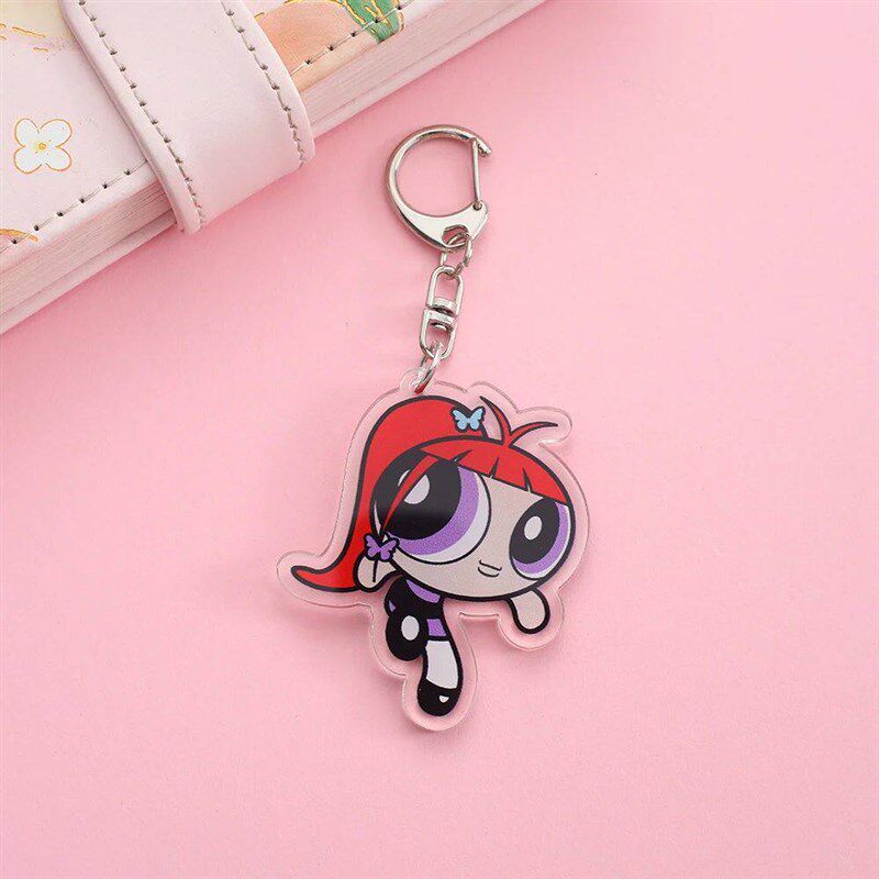 The Powerpuff Girls Acrylic Keychain Cartoon Character Ornam - 实物图