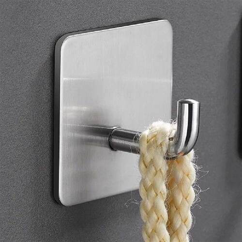 2Pcs Durable Stainless Steel Wall Hanger Hook Self Adhesive