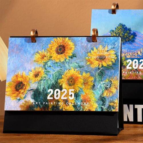 Vintage Painting 2025 Calendar Desktop Flip Page Large Calen