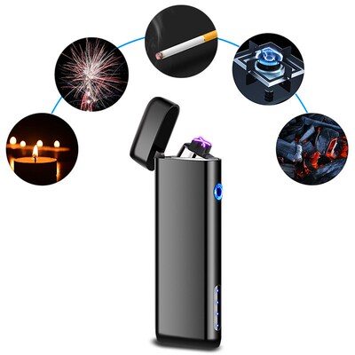 Women Dual Arc Metal USB Lighter细长金属女士点烟器礼物Gift
