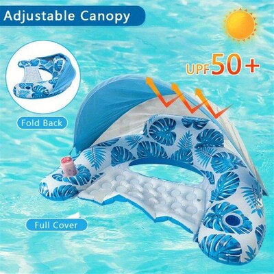 1pc Leaf-Print Paradise Floating Pool Bed - UV-Resistant