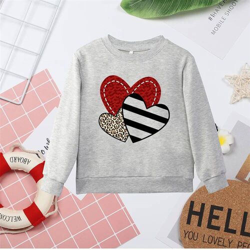 Pink High Quality Kids Sweatshirts O Neck Clothes Love Heart