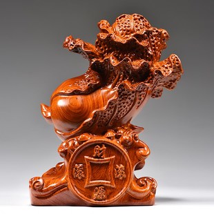 花梨木雕白菜摆件客厅玄关电视酒柜百财店铺工艺装 饰品开业送礼品