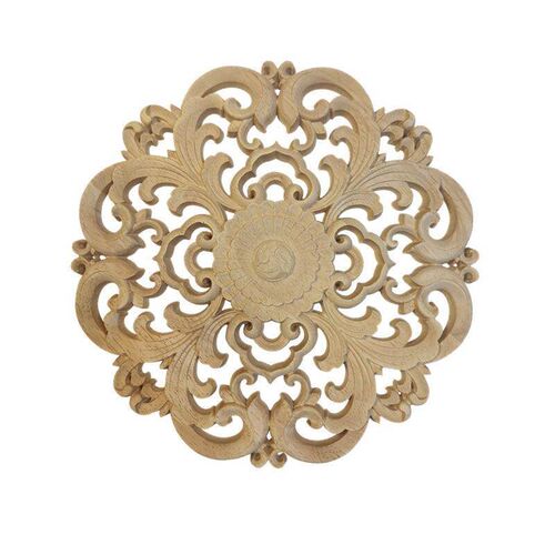Dongyang wood carving solid wood decals round wood flower ca