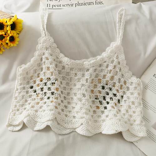 Crochet Tank Top Woman Binder Chest Corset Femme Debardeur F