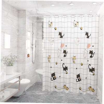 The bathroom shower curtain checkered PEVA Environmental