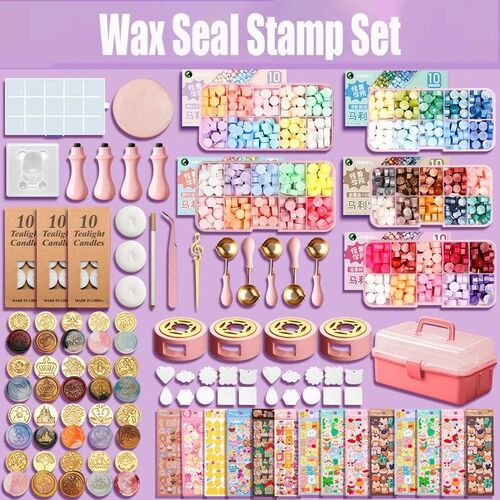 DIY Wax Seal Stamp Set Lacquered Stamp Sealing Wax Kit Stamp