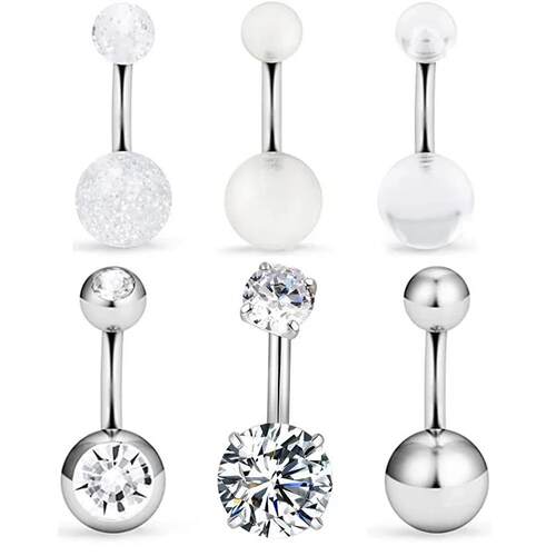 1pc 14G Belly Button Rings Navel Nombril Piercing Stainless